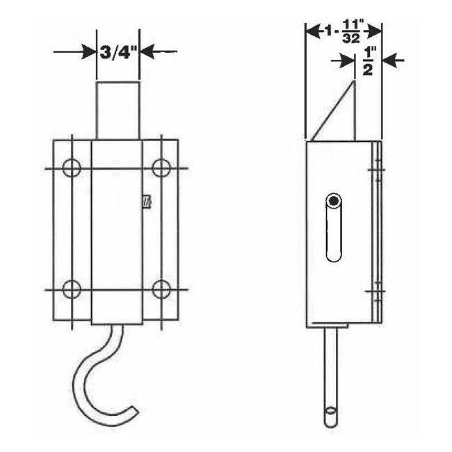 60 Degree Offset Taper Bolt - Spring Loaded Bolt with Fingerpull - Image 2