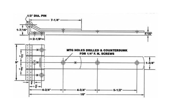16" Long Offset Steel Rear Door Hinge Strap - Image 2
