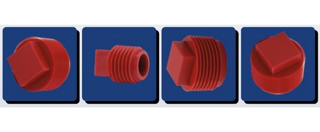 Red Polypropylene Square Head Plug for NPT Threads, 1-11 1/2 - Image 3