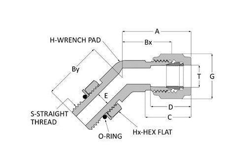 SSP 45 Degree Adjustable Male Elbow - Griplok Tube Fitting, 3/4 in - Image 2