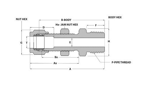 Griplok Bulkhead Male Connector, 1/4 Tube x 1/8-27 MNPT, 316 SS - Image 2