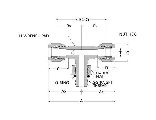 Griplok Male Branch Tee - Alloy 400 - 3/8 Inch Tube Fitting - Image 2