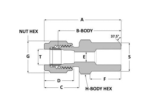 Alloy 400 Griplok Male Pipe Weld Connector - 3/8 Tube x 1/4 Pipe Stub - Image 2