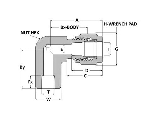 SSP Corp. Griplok Tube Socket Weld Elbow - 316 SS, 1/4 in TF x 1/4 in Tube Socket Weld - Image 2