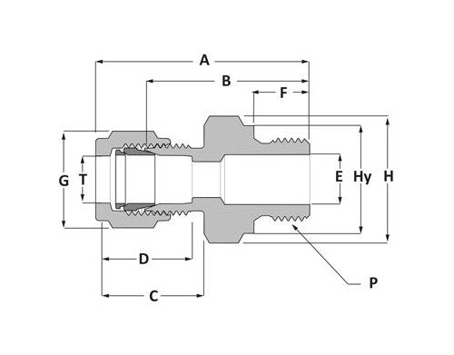 SSP Corp. BSPP Male Connector - Griplok, Alloy 400, 1/2" TF x 3/8" M BSPP - Image 2