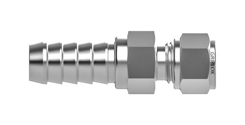 SSP Corp. Griplok Hose Barb Connector - 3/8 Tube x 1/4 Hose ID, Alloy 400 - Image 1