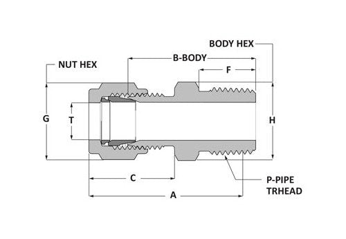 Griplok Bore Through Male Connector - Alloy 400, 3/16 Tube Fitting x 1/4-18 MNPT - Image 2