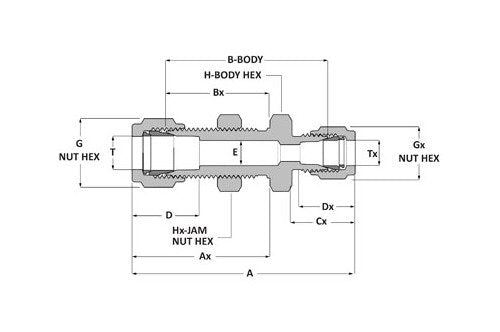 Griplok Bulkhead Union - 3/16 Tube Fitting x 3/16 Tube Fitting, 316 SS - Image 2