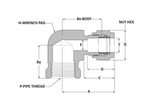 Griplok Female Elbow - Alloy 400, 1/2 Tube x 1/4-18 FNPT - Image 2