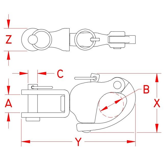 Grade 316 Stainless Steel Jaw Swivel Snap Shackle - Image 2