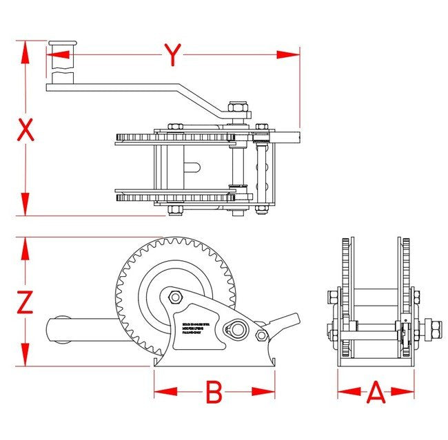 Stainless Steel Trailer Winch with Ratchet Lever - Image 2
