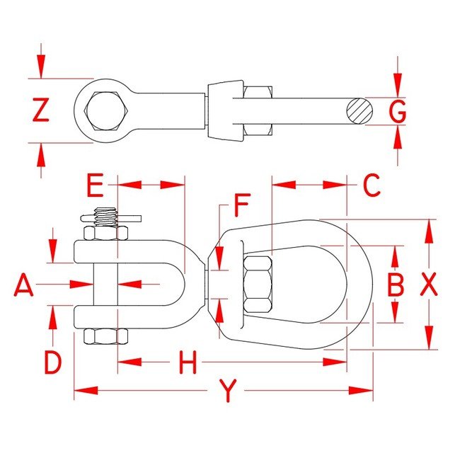 Stainless Steel Jaw & Eye Swivel - Fed. Spec. Compliant - Image 2