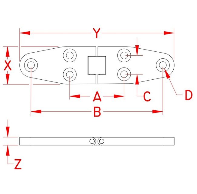 Heavy Duty Wide Strap Hinge - 316 Stainless Steel - Image 2