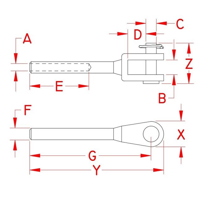 316 Stainless Steel Swage Marine Jaw for Marine Rigging and Lifeline Applications - Image 2