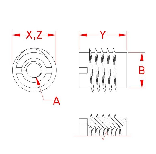 Stainless Steel Knife Threaded Insert, UNC Thread Inside - Image 2