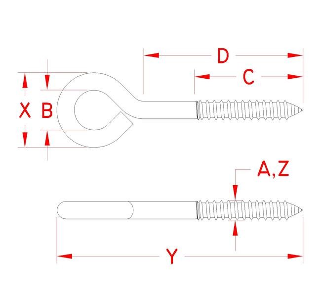 Grade 304 Stainless Steel Lag Eye Screw - Image 2