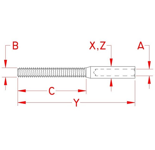 316 Stainless Steel UNC Thread Rail Swage Stud - Image 2
