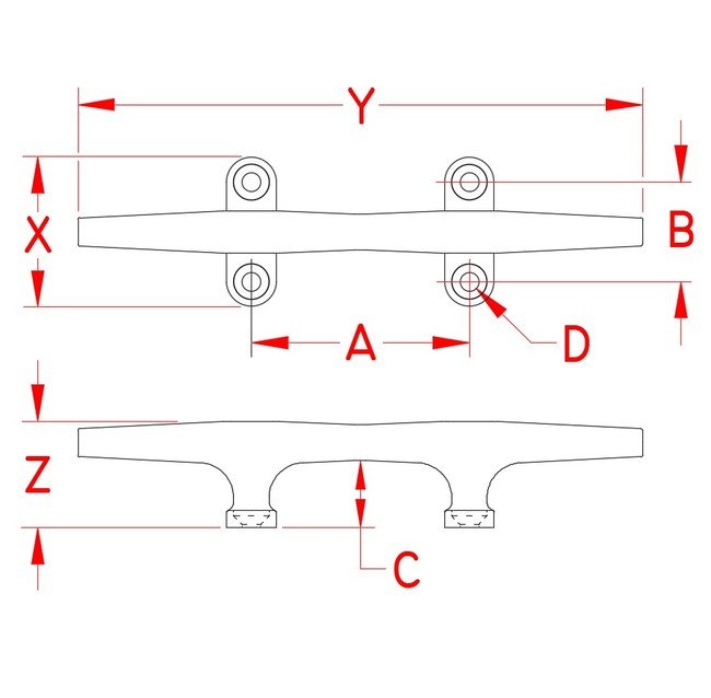 Suncor Herreshoff Cleat - 316 Stainless Steel Marine Deck Hardware - Image 2