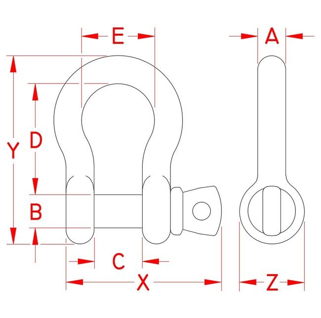 Suncor Stainless Steel Anchor Shackle - Grade 316 NM - Image 2