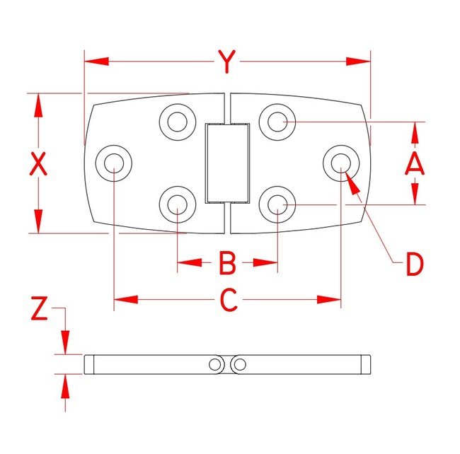 Suncor Heavy Duty Flush Door Hinge - Grade 316 Stainless Steel - Image 2