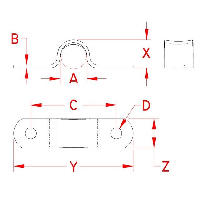 304 Stainless Steel 2 Hole Eye Strap - 5/8 in - Image 2