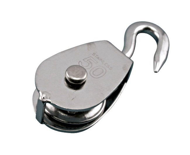 Stainless Steel Swivel Block with Hook - 750 lb WLL, Grade 304 - Image 1