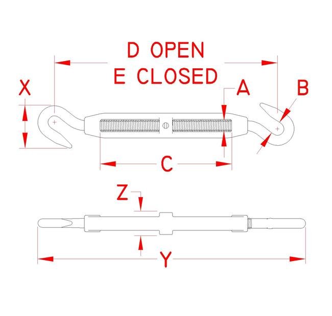 Grade 316 Stainless Steel Cast Hook and Hook Turnbuckle - Image 2