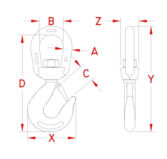 Suncor Heavy Duty Swivel Eye Hook, 316 Stainless Steel, 2000 lb WLL - Image 2