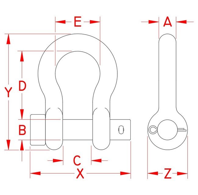 Suncor Round Pin Anchor Shackle - 316 Stainless Steel - Image 2
