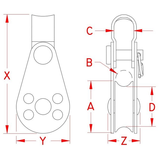 Stainless Steel Pulley Block with Bracket for 1/4" Rope - Image 2