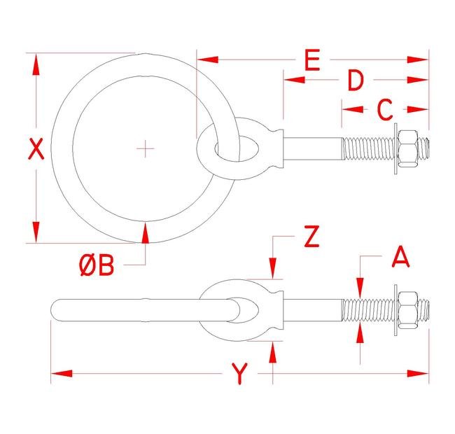 316 Stainless Steel Shoulder Ring Bolt with Nut and Washer - Image 2