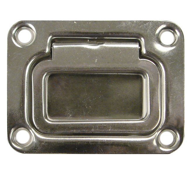 Rectangular Spring-Loaded Ring Handle Pull Handle - Stainless Steel - Image 1