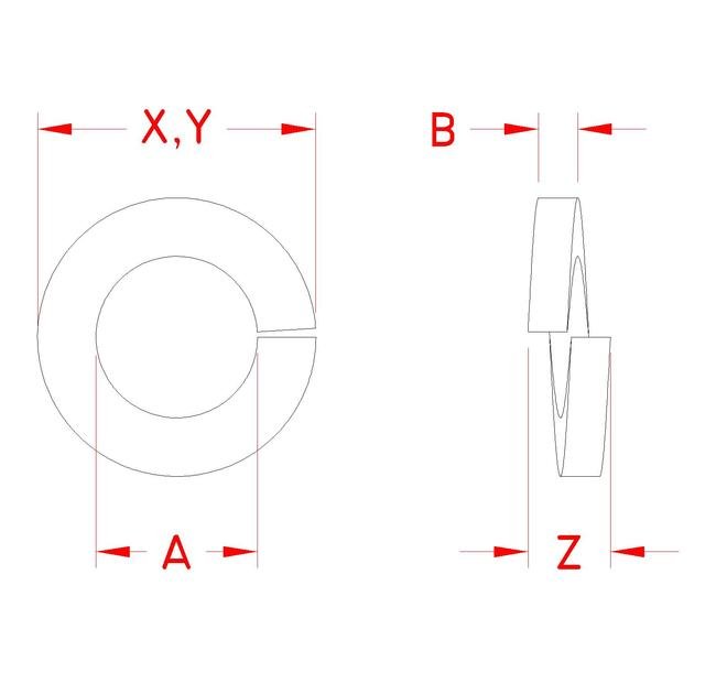 316 Stainless Steel Split Lock Washer, Size #14 | 1/4 inch - Image 2