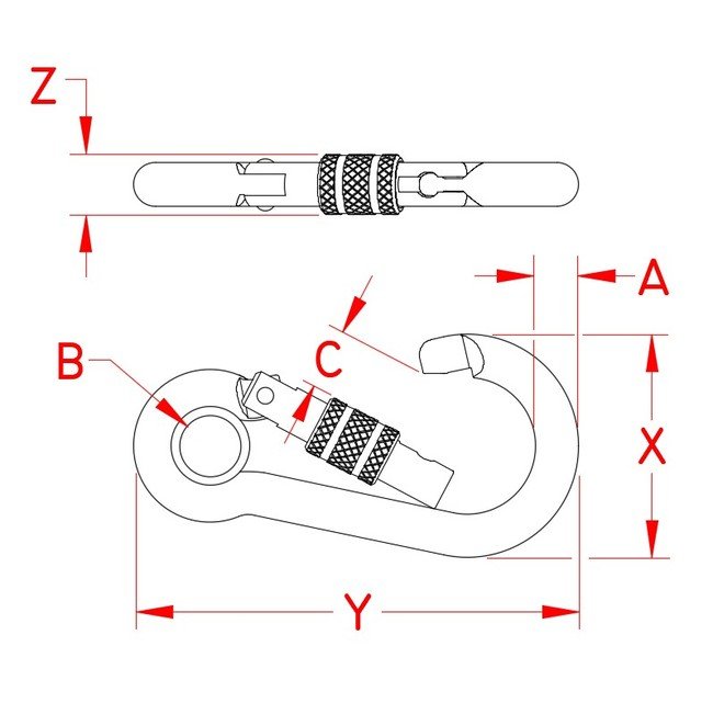 316 Stainless Steel Screw/Key Lock Spring Clip with Eye - 1000 lb WLL - Image 2
