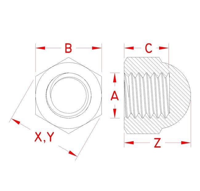 316 Stainless Steel Acorn Nut - UNC Threads - Image 2