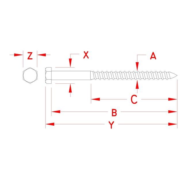Stainless Steel Lag Screw - Grade 316, 1/4-inch to 5/8-inch - Image 2