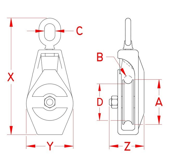 Suncor R Series Seine Rope Block Pulley with Eye - Image 2