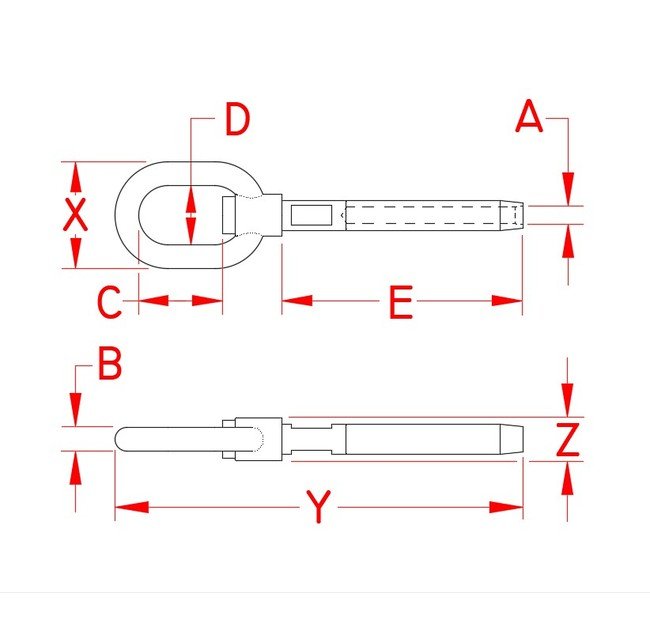 316 Stainless Steel Swivel Gate Eye Terminal for 1/8"-3/16" Wire - Image 2