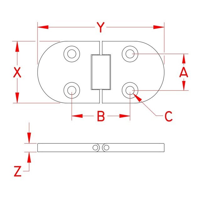 Heavy Duty Flush Table Hinges - Stainless Steel Grade 316 Hinge for Flat Surfaces - Image 2