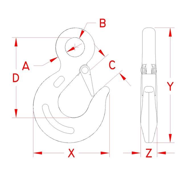 Stainless Steel Eye Slip Hook with Removable Latch - 316 Grade - Image 2