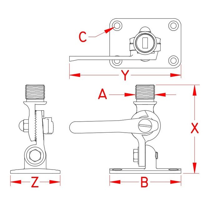 Marine Grade Stainless Steel Antenna Ratchet Mount - Image 2
