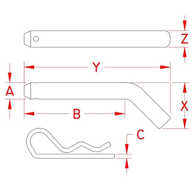Heavy Duty Stainless Steel Trailer Pin for Square Receiver Hitch - Suncor - Image 2
