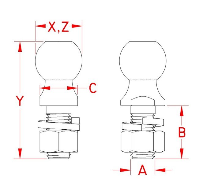 Stainless Steel Hitch Ball with Lock Washer and Nut - Grade 304 - Image 2