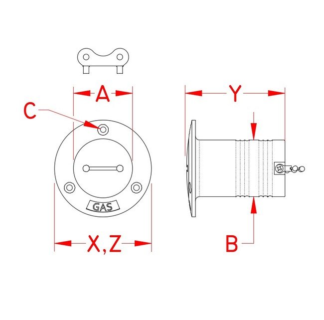 316 Stainless Steel Gas Hose Deck Fill - Suncor Marine Hardware - Image 2