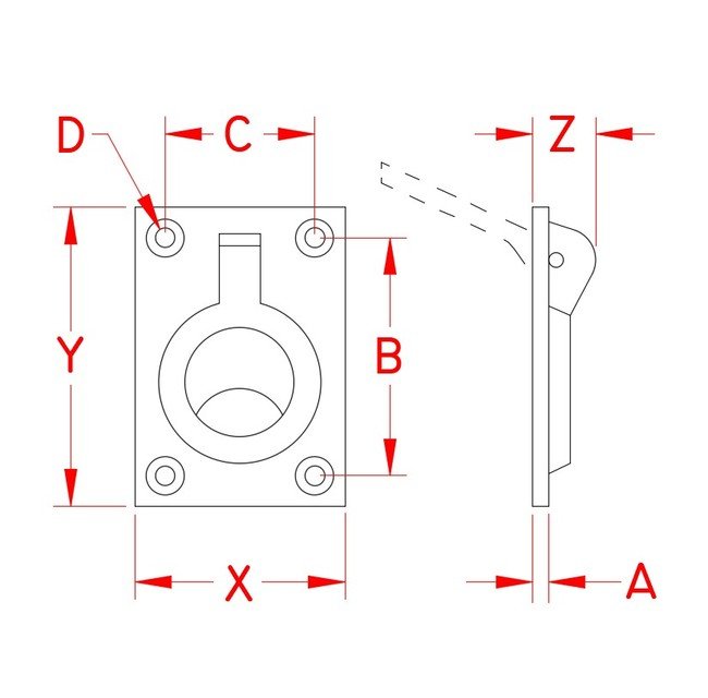 Suncor Heavy Duty Flush Lift Ring - Stainless Steel Marine Hardware - Image 2