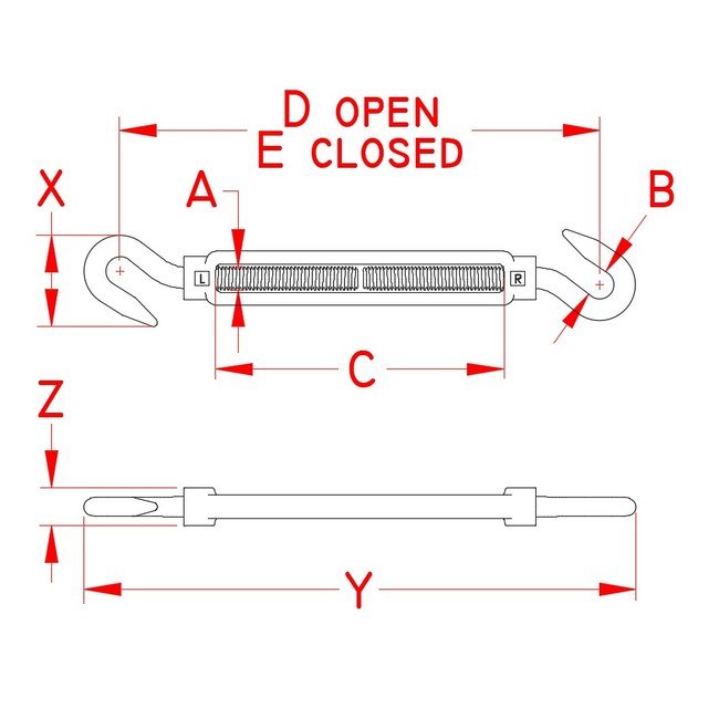 Grade 316 Stainless Steel Forged Hook and Hook Turnbuckle - Image 2