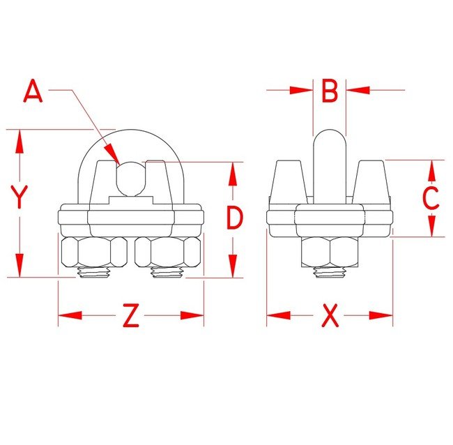Grade 316 Heavy Duty Wire Rope Clip - Stainless Steel - Image 2