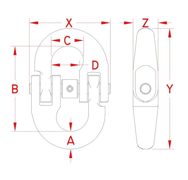 Hammerlock Link - 3/8 in Grade 316-NM Stainless Steel, MIL-DTL-32655 Compliant - Image 2