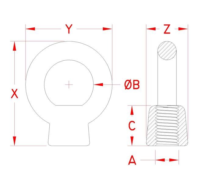 Stainless Steel UNC Thread Eye Nut - Image 2