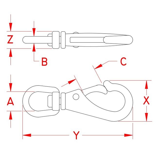 Suncor Swivel Eye Snap Hook - 316 Stainless Steel, Corrosion Resistant - Image 2
